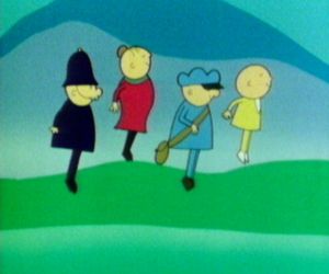 Soon all the group are hopping after the grasshopper