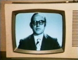 The newsreader on the television explains some strange weather reports