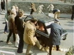 Even stationary cars are attacked and destroyed