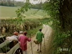 The group make steady progress through the countryside