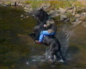 Glort bolts when hs sees Evan