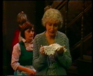 Mrs. Oliver is mad and upset after finding her lace curtains