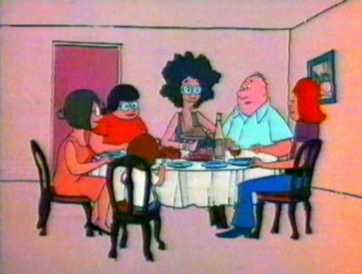 The Boyles + Claude at dinner