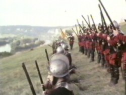 Spanish soldiers await orders to attack