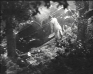 Price's car skids and crashes