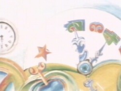 Inside the clock Sam looks around