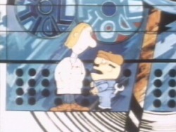 He sees two small men arguing