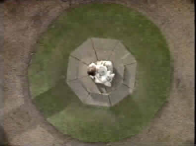 She steps onto the Moondial