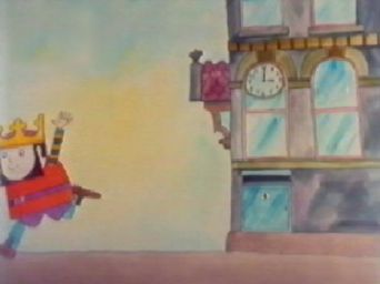 King Rollo visits the Post Office  to post the card 