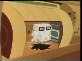 Mo in his little cubby hole used for recharging