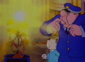 The police officer's badge is used as a star for the Christmas tree