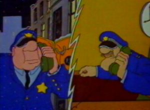 The police chief orders the arrest of the little guy Santa.