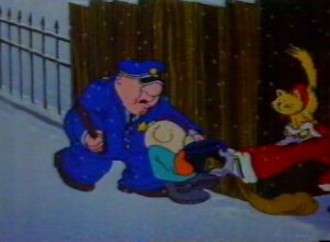 The policeman has got it wrong and attempts to arrest Ziggy