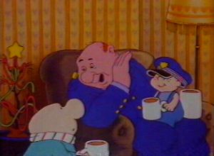 The policeman realises his mistake with Ziggy